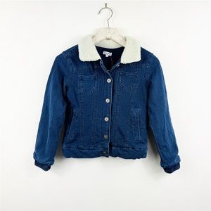 Splendid little girls faux fur collar denim jacket